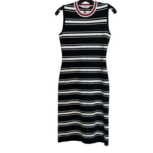 Givenchy Paris Black and White Striped Midi Dress